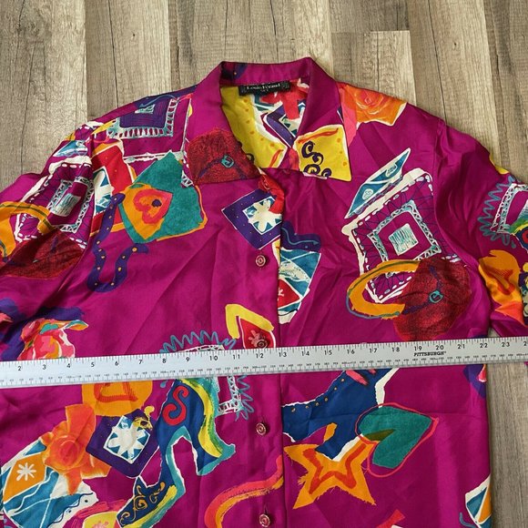 Louis Feraud Set Womens Pink Long Sleeve Collared Button Up Shirt Top Size 12 - Picture 9 of 12